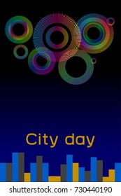 Fireworks in night city. Day of city. Stock vector