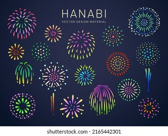 Fireworks in the night sky. Colorful vector illustration.