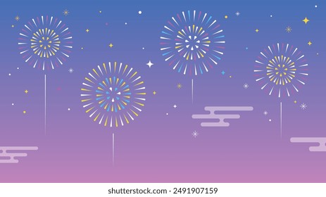 Fuegos artificiales y fondo de ilustración del cielo nocturno