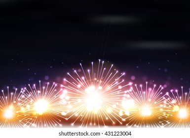 Fireworks night sky landscape background