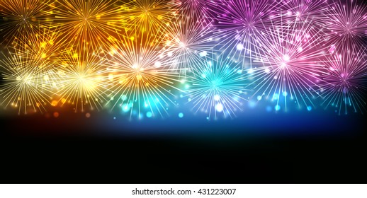 Fireworks night sky landscape background