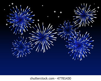Fireworks in the night sky - vector illustration