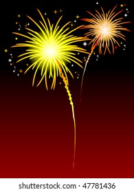 Fireworks in the night sky - vector illustration