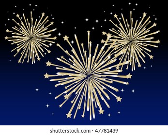 Fireworks in the night sky - vector illustration