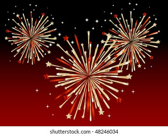 Fireworks in the night sky - vector illustration
