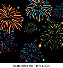 Fireworks on background template illustration