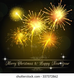Fireworks on black background .Vector