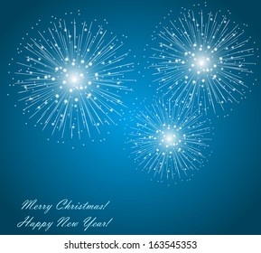 Fireworks on the black sky background 