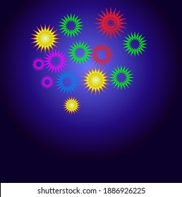 fireworks on the blue background