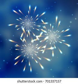 Fireworks on blue space background