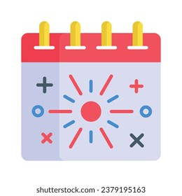 Fuegos artificiales en el vector de concepto de calendario de celebración, listos para la descarga premium