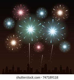 Fireworks on the city