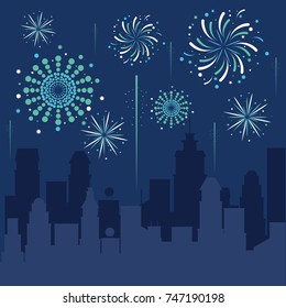 Fireworks on the city