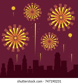 Fireworks on the city