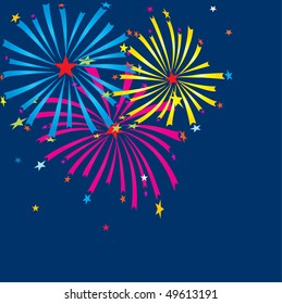  Fireworks on dark background. Vector illustration