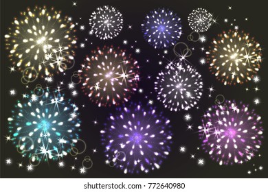 fireworks on a dark background. Vector