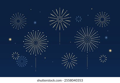 fireworks on dark blue background vector illustration