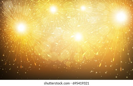 Fireworks on a gold background