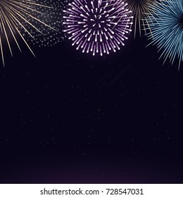 Fireworks On Night Sky Background Realistic Stock Vector (Royalty Free ...