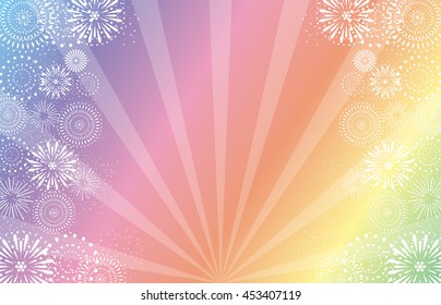 fireworks on rainbow background