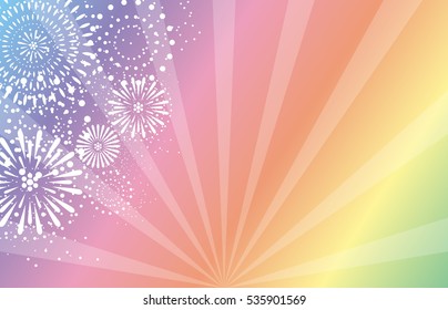 fireworks on rainbow background