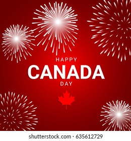 Fireworks on red background for celebrate the national day of Canada