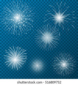 Fireworks on a transparent plaid background.