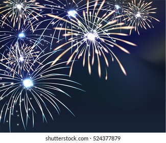 fireworks on twilight background with copy space at the under area of image. Design for celebration event in vector illustration