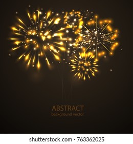  Fireworks on twilight background vector. Firework new year holiday celebration.