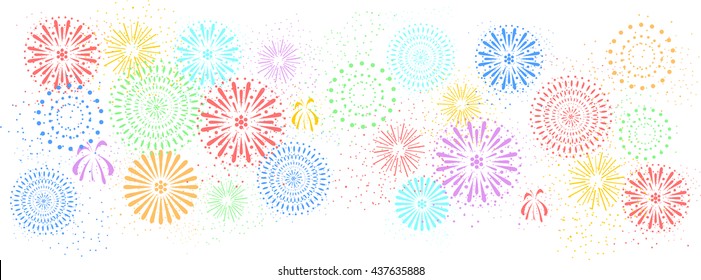 Fireworks On White Background Stock Vector (Royalty Free) 437635888 ...