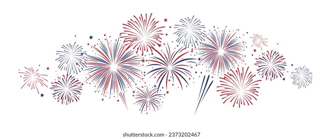 Fireworks on white background. USA Independence Day