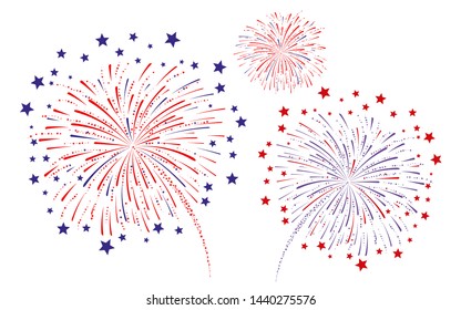 Fireworks on a white background Vector illustration