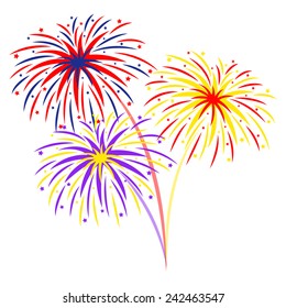 Fireworks on white background, vector illustration