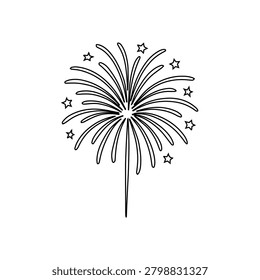 fireworks outline isolated on white background festival celebration design