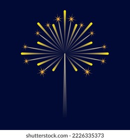 fireworks over blue dark background . vector illustration