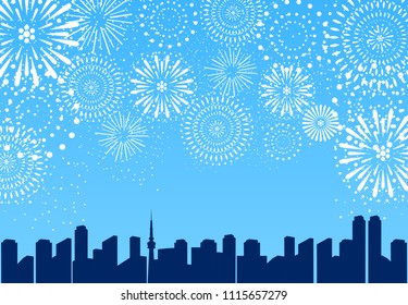 fireworks over the city