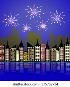 Fireworks over the city