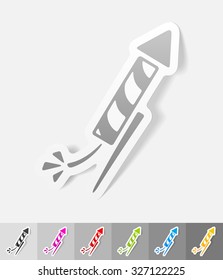 fireworks paper sticker with shadow. Vector illustration