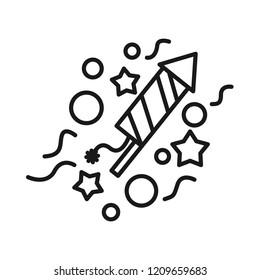 fireworks party and celebration icon vector, outline style, simple design, modern art