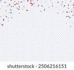 Fireworks and pollen that are often used in promotions and events illustration set. party, diary, decorate, event. Vector drawing. Hand drawn style, Vector confetti png. Multi-colored tinsel, confetti