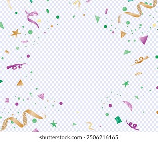 Fireworks and pollen that are often used in promotions and events illustration set. party, diary, decorate, event. Vector drawing. Hand drawn style, Vector confetti png. Multi-colored tinsel, confetti