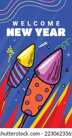 fireworks post story design welcomes the new year