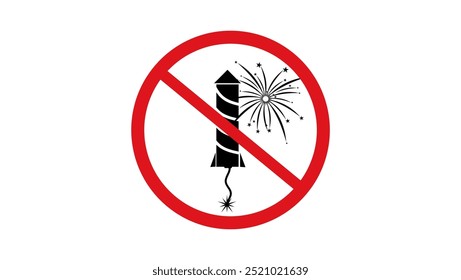 Fogos de artifício proibidos, silhueta isolada em preto e vermelho