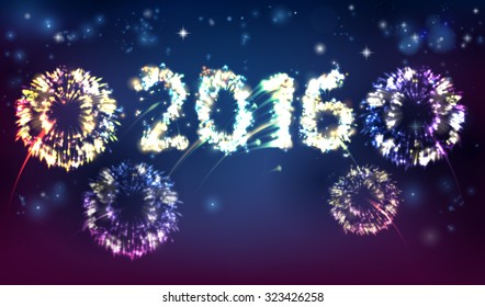 Fireworks reading 2016. Concept for New Year 2016 celebration or anything exciting happening in 2016