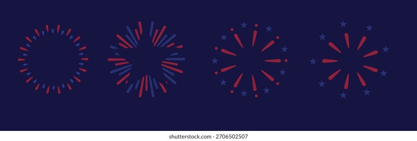 Conjunto de Vector de diseño plano rojo y azul de Fireworks