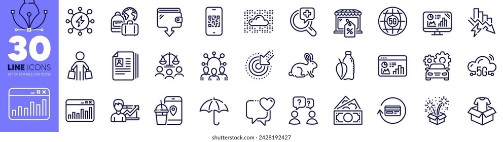 Fireworks, Refund commission and Medical analyzes line icons pack. Analytics graph, Teamwork questions, Buyer web icon. Squad, Market sale, Cloud system pictogram. Success business. Vector