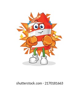 the fireworks rocket boxer character. cartoon mascot vector