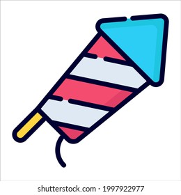 fireworks, rocket color line icon, vector design usa independence day icon.