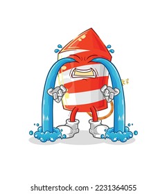 the fireworks rocket crying illustration. character vector