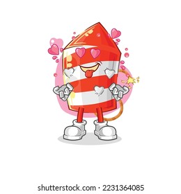 the fireworks rocket fallin love vector. cartoon character